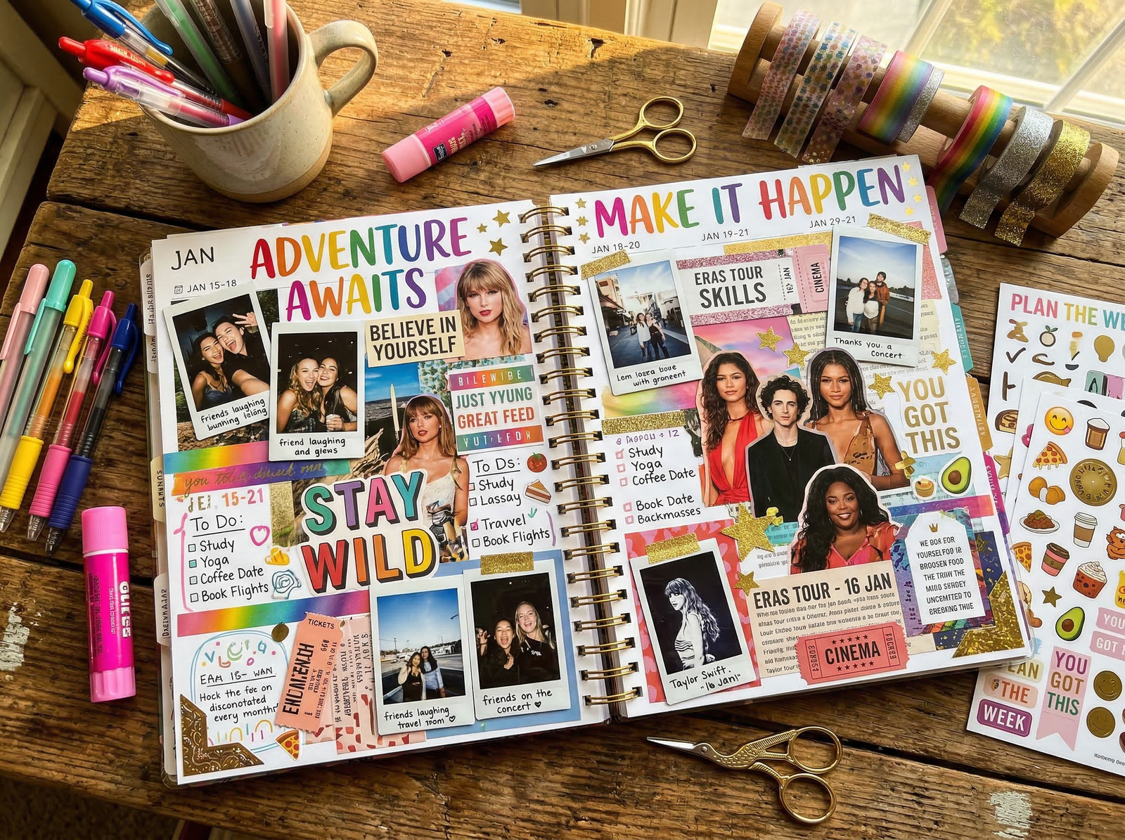 a vibrant american scrapbook style planner spread 1773742978261